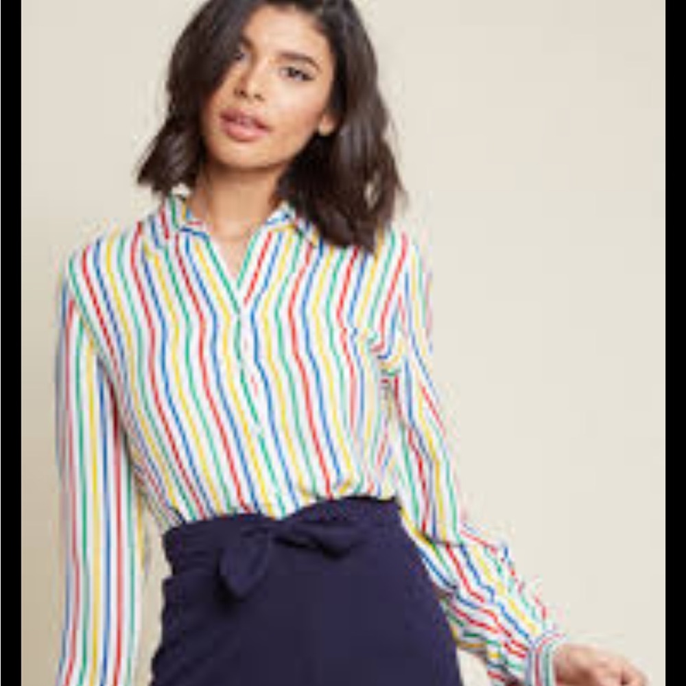 🌈 ModCloth NWT Stripped Button Up Top size L